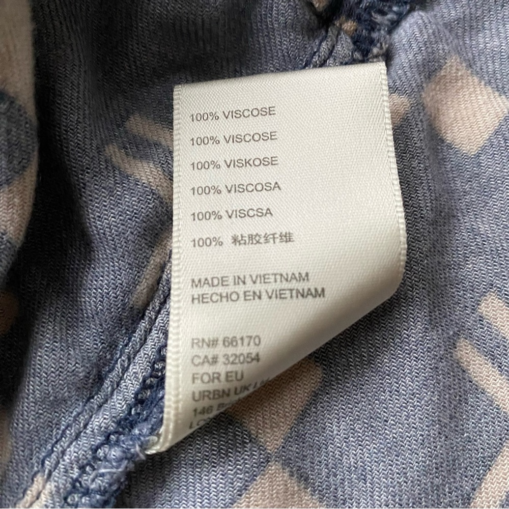 BDG UO Keanu Drapey Flannel Button Down Shirt Geometric Diamond Blue XS - Picture 10 of 11